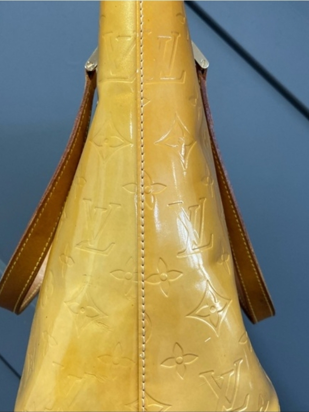 Authentic Louis Vuitton Yellow Monogram Vernis Houston Tote Bag - Picture 8 of 16